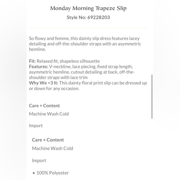 Free people Monday morning trapeze slip dress large NWOT - Picture 6 of 9